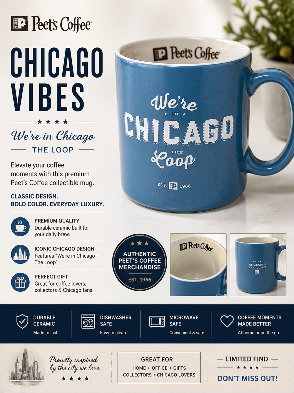 Chicago Vibes Blue Ceramic Mug
